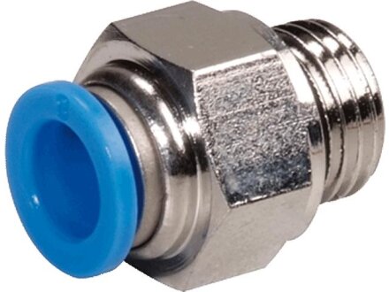 Male Connector, hose 6mm, threaded M5a, STVS-QCKO-M5a-6-MSV-S-M120