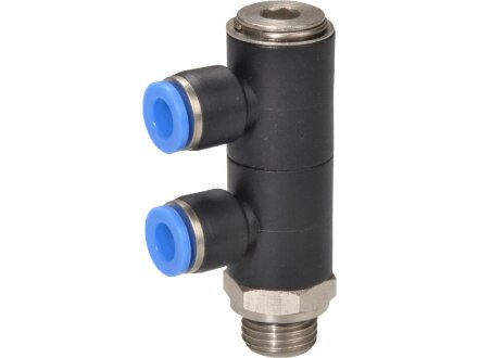 L-plug distributor 2-fold with hollow screw, 10mm hose, threaded G3 / 8a, STVS-QLCKH2-G3 / 8a-10 KU-SBR-V1-M120