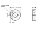 A slotted actuating ring d1 = 20mm / d2 = 6mm / b = 9 / d3 = M3 / s = 2.1 / x = 1.2