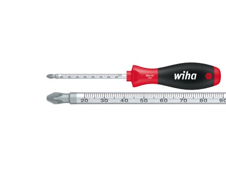 Destornillador Wiha SoftFinish® serie 3131, ranura en cruz (PZ) con punta redonda y escala en mm grabada con láser
