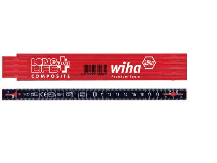 Regla plegable Wiha Longlife® Plus Composite 2m serie 4102005, métrico, 10 secciones