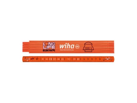 Wiha Longlife® elektriciens duimstok 2m serie 4102008, metrisch, 10 secties - 2m oranje