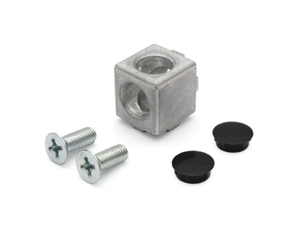 Cube connector 2D 20 B-type groove 6 incl. Fastening set and cap