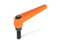 adjustable hand levers, orange, M5x16