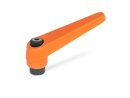 adjustable clamping lever, orange, internally threaded M8