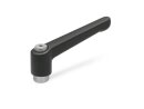 adjustable clamping levers, stainless steel, black, M6