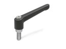 adjustable clamping levers, stainless steel, black, M8x50