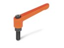 adjustable clamping lever, screw, orange, M5x32mm, lever 30mm