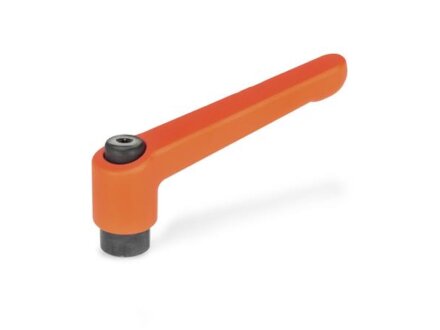 adjustable clamping lever with internal thread M6, lever 63mm orange,