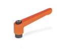 adjustable clamping lever with internal thread M6, lever 63mm orange,