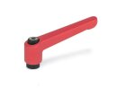 adjustable clamping lever with internal thread M6, lever 63 mm, red-textured finish