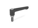 adjustable clamping lever stainless steel, straight, with screw, M6x25 / black