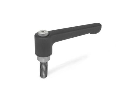 adjustable clamping lever stainless steel, straight, with screw, M8x16 / black
