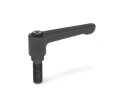 Adjustable clamping lever straight, with screw M8x20 / black