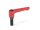 Adjustable clamping lever straight, with screw M8x32 / red