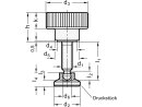 Rändelhohlschraubemit movable pressure piece, Ø40mm, M8x50mm