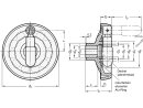 Elesa handwheel with folding handle, 125mm Ø, 12mm bore