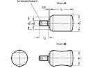 Draaibare cilinderknop, diameter 13,5 mm, 20 mm lang, zonder vingeruitsparing (A) M4