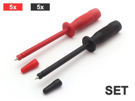 sondes de test de sécurité, 10 pièces dans un ensemble (5 x 5 x rouge et noir)