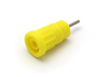 Safety built-in socket, Einpressversion, soldering contact for printed circuit boards, color yellow