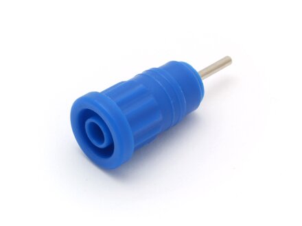 Safety built-in socket, Einpressversion, soldering contact for printed circuit boards, color blue