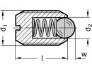 Federndes Druckstück mit Kugel, M4, Stahl, normaler Federdruck