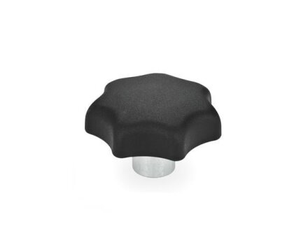 Star knobs in thermoplastic, with protruding steel bush GN6336.2-63-M10-E