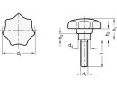 Sterngriffschraube (Duroplast), Durchmesser 63mm / Gewinde M12x80