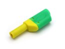 Safety banana plug, stackable, 4mm, green yellow color