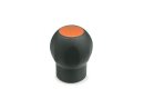 ELESA Softline knob, orange cap, 43mm diameter, M10