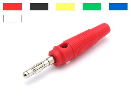 Banana plug with transverse hole lamella contact, 4mm, unit 10 pieces, color selectable