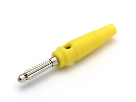 Banaanplug met kruisgat, tuft plug, 4mm, VE 10 stuks, kleur geel
