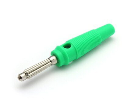 Banaanplug met kruisgat, tuft plug, 4mm, VE 10 stuks, kleur groen