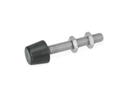 Clamping screw with rubber bumpers, stainless steel, straight printing area, M8x43