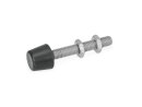 Clamping bolt with rubber buffer, galvanized steel, straight thrust surface M8x68