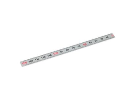 Plastic scale 50mm long, numbers horizontally, zero right