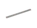 Stainless steel scale 200mm long, numbers vertically, zero in tip
