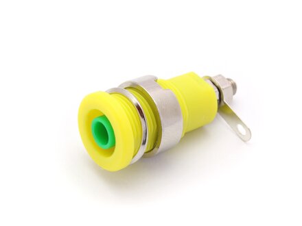 Safety built-in socket, screw connection, color green yellow