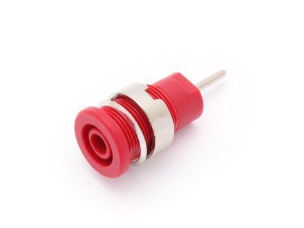 Safety built-in socket, solder contact for printed circuit boards, color red