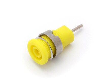 Safety built-in socket, solder contact for printed circuit boards, color yellow