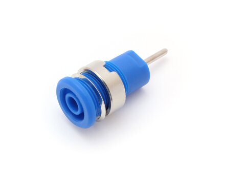 Safety built-in socket, solder contact for printed circuit boards, color blue
