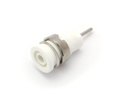 Safety built-in socket, solder contact for printed circuit boards, color white