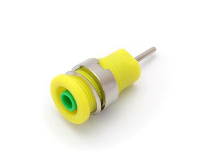 Safety built-in socket, solder contact for printed circuit boards, unit 10 pieces, color green yellow