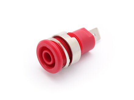 Sicherheits-Einbaubuchse, Flachstecker 6mm, Farbe rot