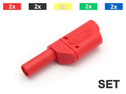 Veiligheidsbanaanstekkers, stapelbaar 4mm, 10 stuks in een SET van 5 kleuren