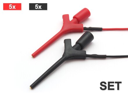 Mini clip per sonda di prova a pinza, 10 pezzi in un set (5 x rosso e 5 x nero)