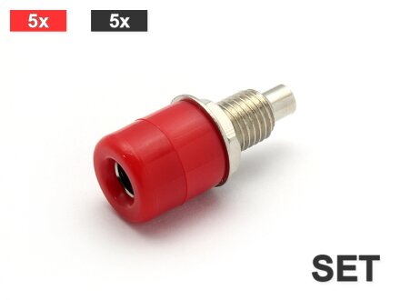 Sockets, banana 4mm, 10 pieces in a set (5 x red, 5 x black)