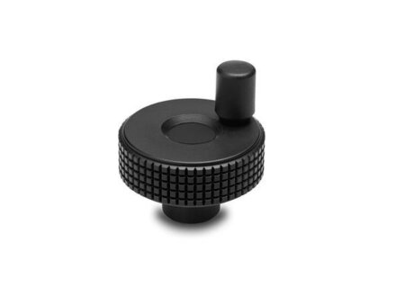 Rueda de alimentación ELESA Ø 100 mm, con botón cilíndrico giratorio, agujero de 10 mm (H9)
