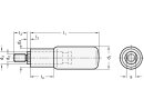 Manico cilindrico girevole, acciaio inossidabile, diametro 24mm, M10