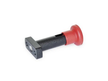 Indexing plunger with red button with screw-on flange, with and without rest position GN817.1-8-12-C-RT